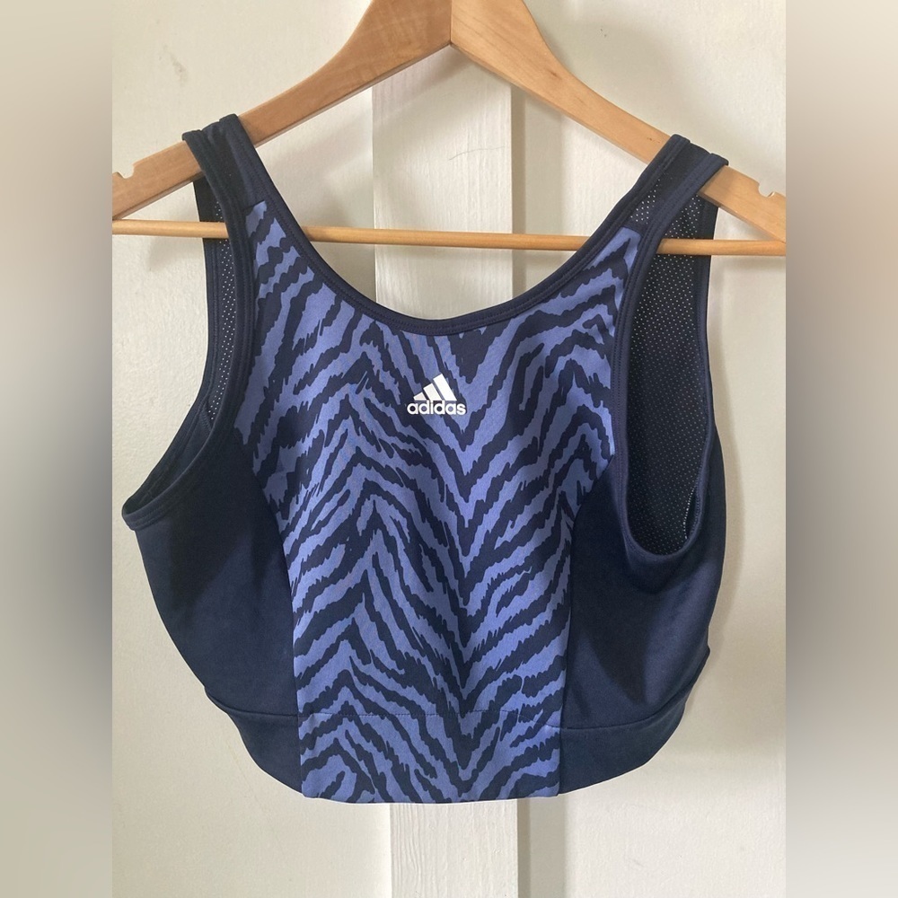 ADIDAS Aeroready sports tank top bra blue zebra print breathable